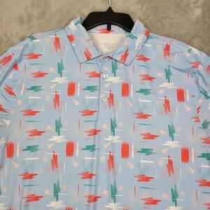1764 Signature Golf Polo Mens Size XL Blue Paint Splash Short Sleeve Performance